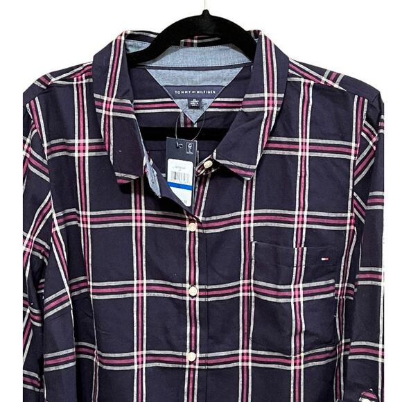 Tommy Hilfiger Long Sleeve Button Up Roll Tab Top Size XL - Picture 3 of 7